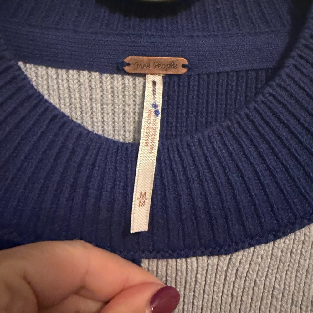 Free People Easy Street Tunic Blue and Gray Checkered Sweater - Picture 5 of 5